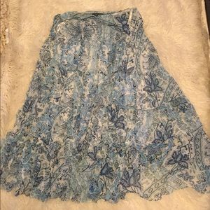 Lauren Ralph Lauren Blue Paisley Maxi Silk Skirt